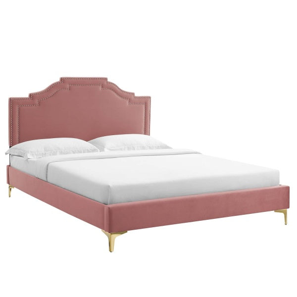 Adelaide Performance Velvet Queen Platform Bed By Modway