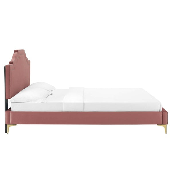 Adelaide Performance Velvet Queen Platform Bed By Modway