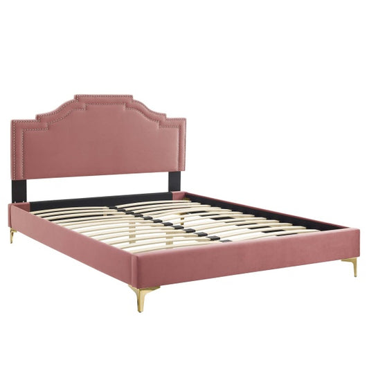 Adelaide Performance Velvet Queen Platform Bed By Modway
