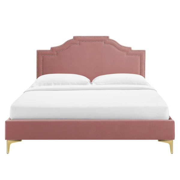 Adelaide Performance Velvet Queen Platform Bed By Modway