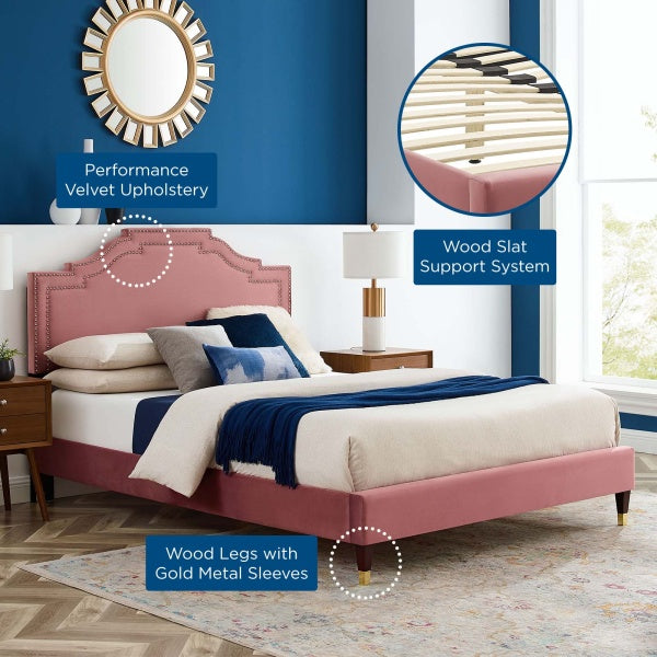 Adelaide Performance Velvet Queen Platform Bed By Modway