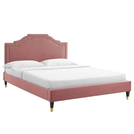 Adelaide Performance Velvet Queen Platform Bed By Modway