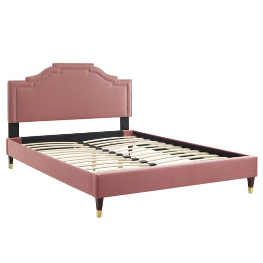 Adelaide Performance Velvet Queen Platform Bed By Modway