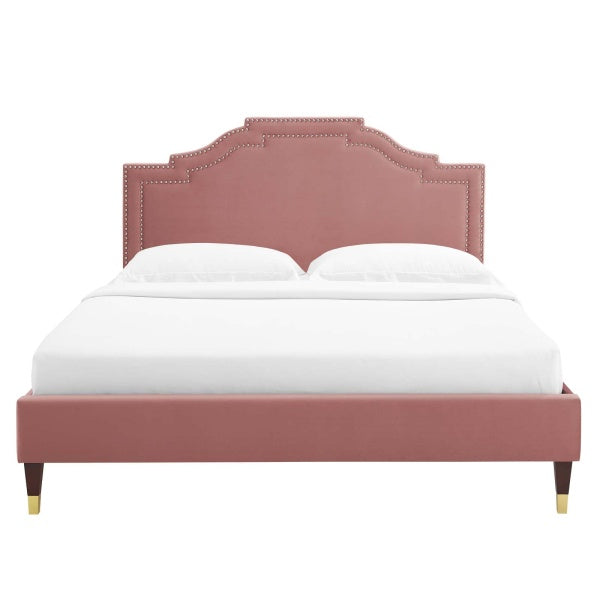 Adelaide Performance Velvet Queen Platform Bed By Modway