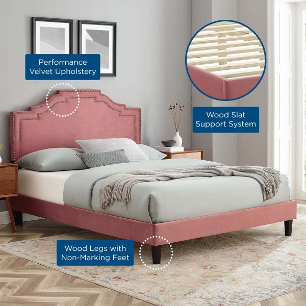 Adelaide Performance Velvet Queen Platform Bed By Modway