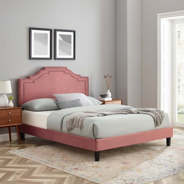 Adelaide Performance Velvet Queen Platform Bed By Modway