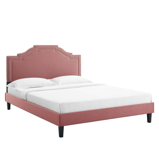 Adelaide Performance Velvet Queen Platform Bed By Modway