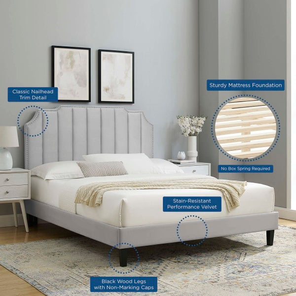Colette Queen Performance Velvet Platform Bed By Modway