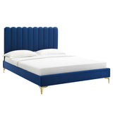 Reagan Queen Performance Velvet Platform Bed By Modway