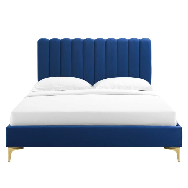 Reagan Queen Performance Velvet Platform Bed By Modway