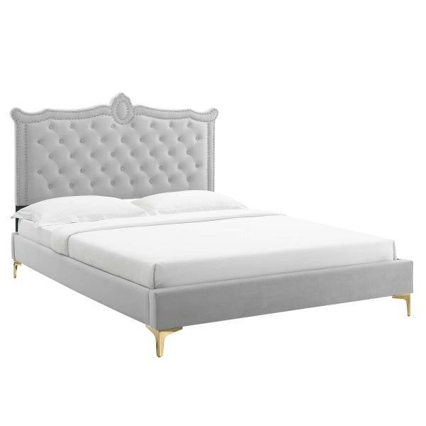 Clara Performance Velvet Queen Platform Bed By Modway