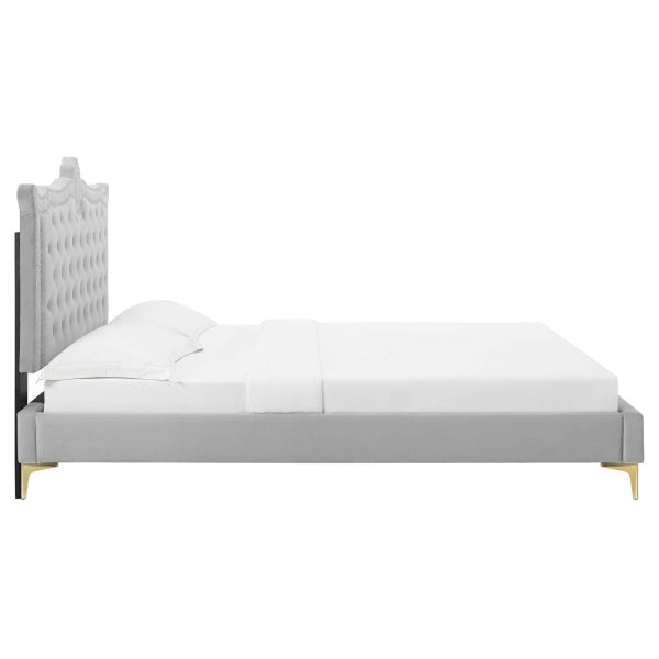 Clara Performance Velvet Queen Platform Bed By Modway