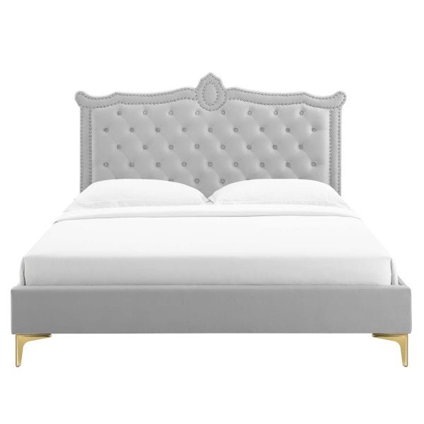 Clara Performance Velvet Queen Platform Bed By Modway