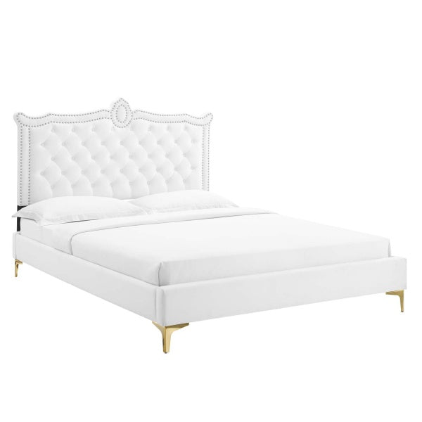 Clara Performance Velvet Queen Platform Bed By Modway