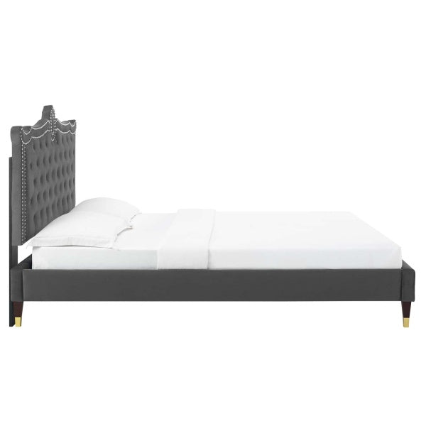 Clara Performance Velvet Queen Platform Bed By Modway