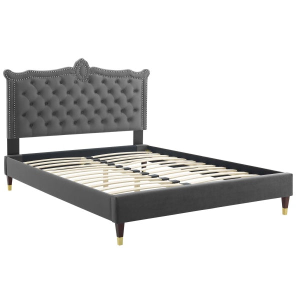 Clara Performance Velvet Queen Platform Bed By Modway