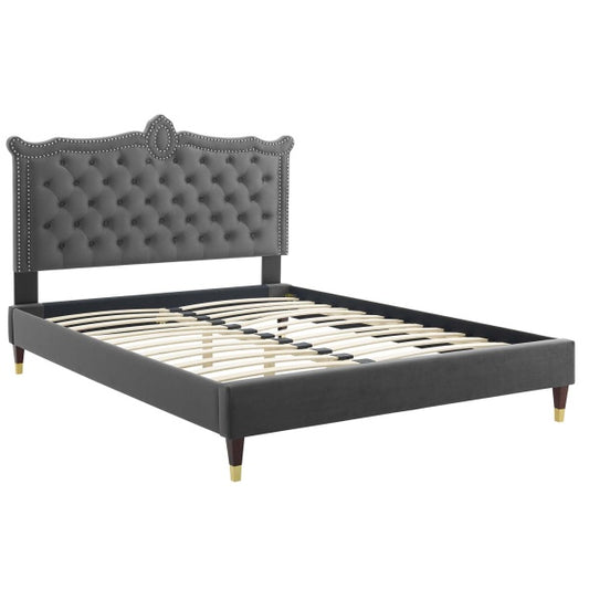 Clara Performance Velvet Queen Platform Bed By Modway