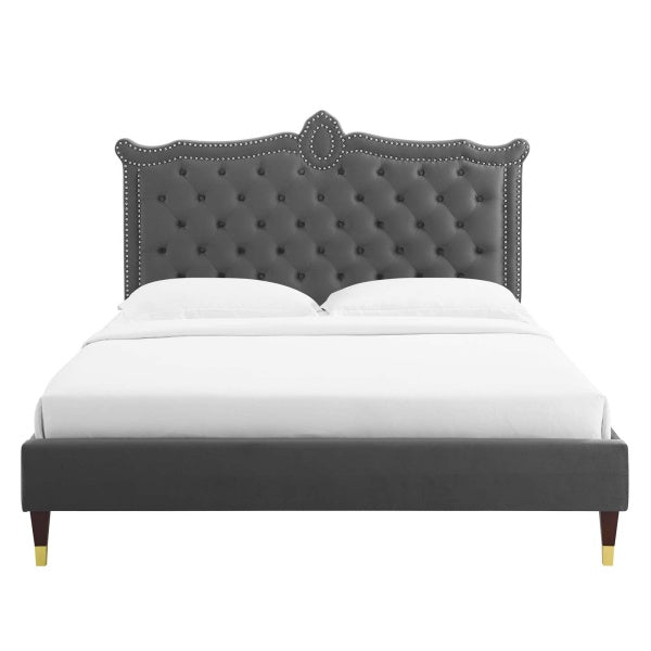 Clara Performance Velvet Queen Platform Bed By Modway