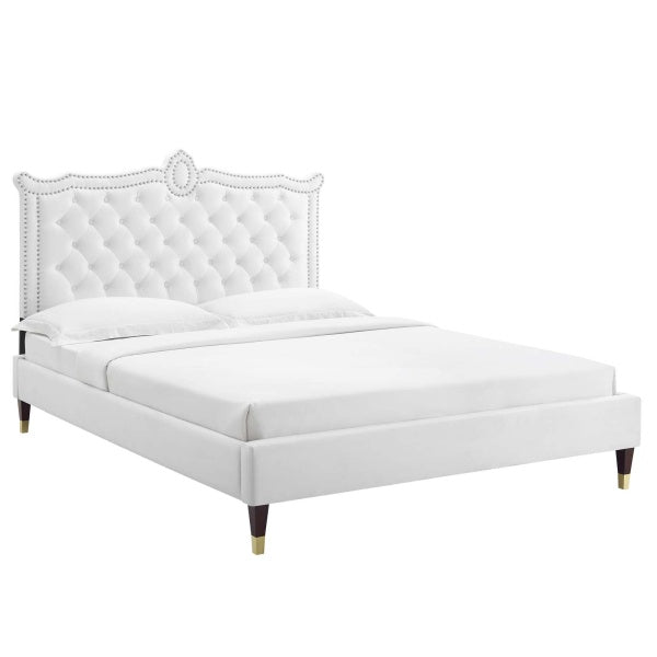 Clara Performance Velvet Queen Platform Bed By Modway