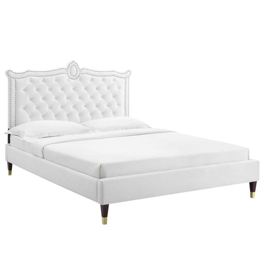 Clara Performance Velvet Queen Platform Bed By Modway