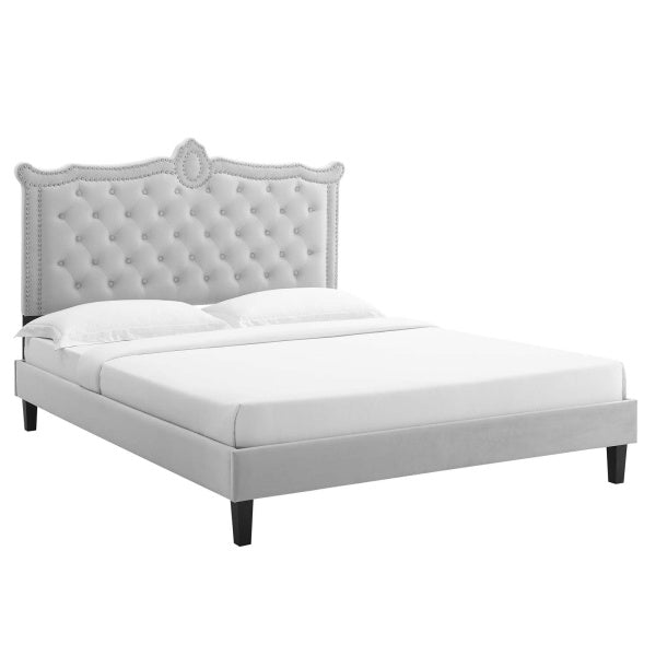 Clara Performance Velvet Queen Platform Bed By Modway
