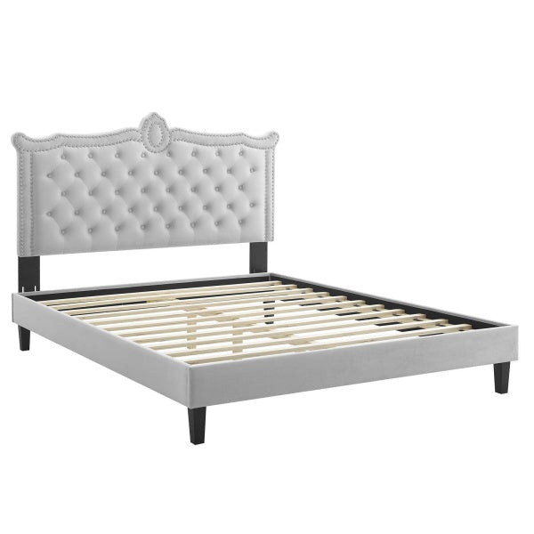 Clara Performance Velvet Queen Platform Bed By Modway