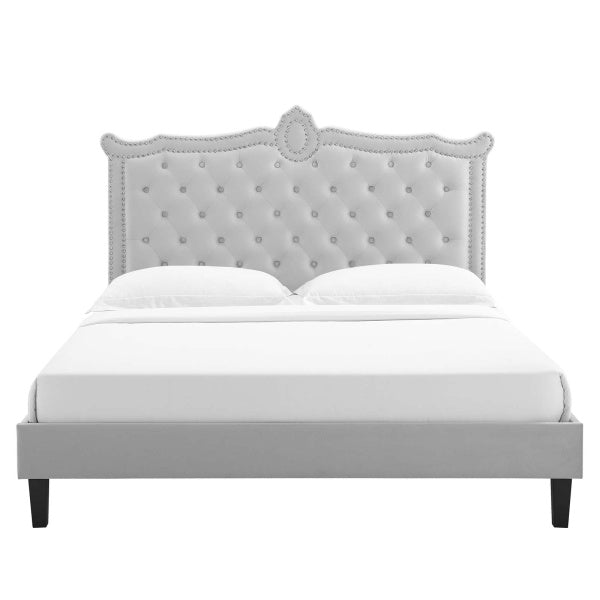 Clara Performance Velvet Queen Platform Bed By Modway