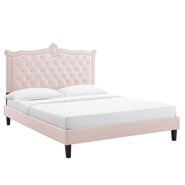 Clara Performance Velvet Queen Platform Bed By Modway