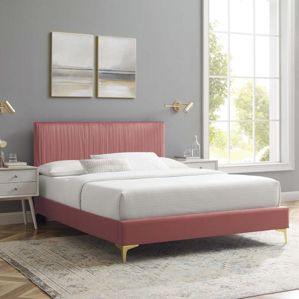 Peyton Performance Velvet Queen Platform Bed By Modway