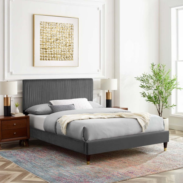Peyton Performance Velvet Queen Platform Bed By Modway