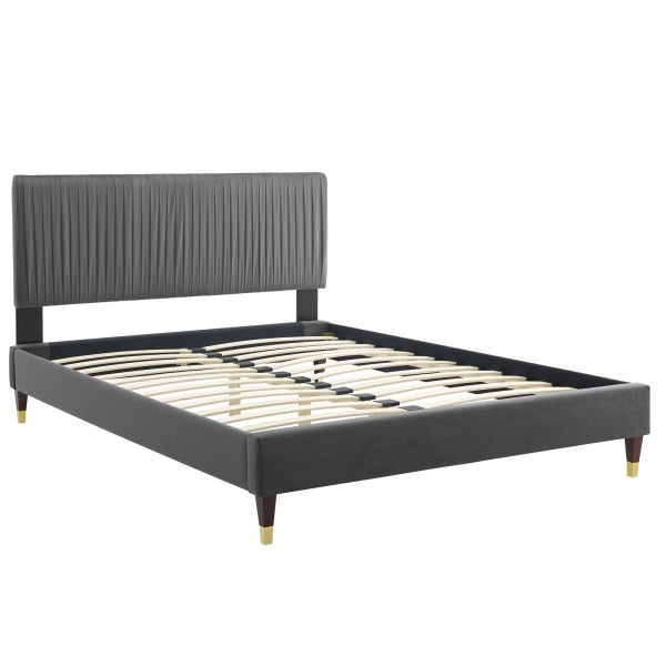 Peyton Performance Velvet Queen Platform Bed By Modway