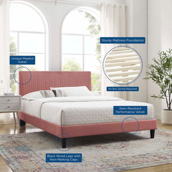 Peyton Performance Velvet Queen Platform Bed By Modway