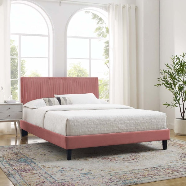 Peyton Performance Velvet Queen Platform Bed By Modway