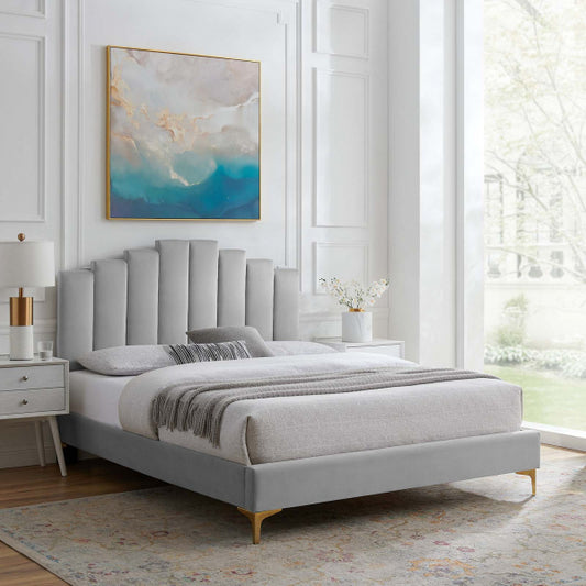 Elise Queen Performance Velvet Platform Bed By Modway