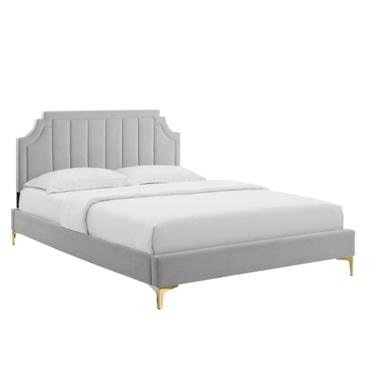 Sienna Performance Velvet Queen Platform Bed By Modway