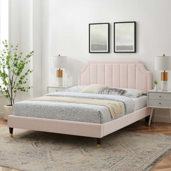 Sienna Performance Velvet Queen Platform Bed By Modway