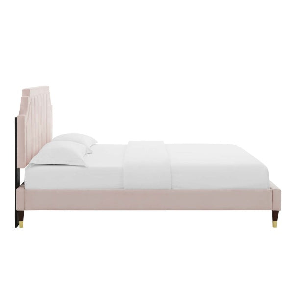 Sienna Performance Velvet Queen Platform Bed By Modway