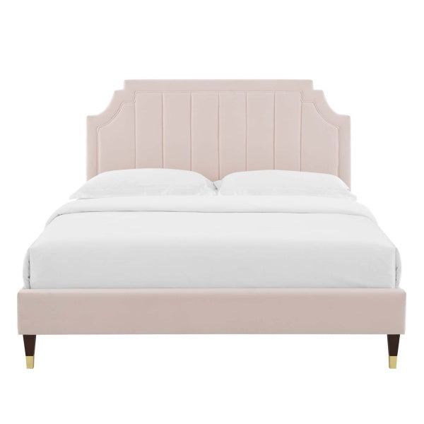 Sienna Performance Velvet Queen Platform Bed By Modway