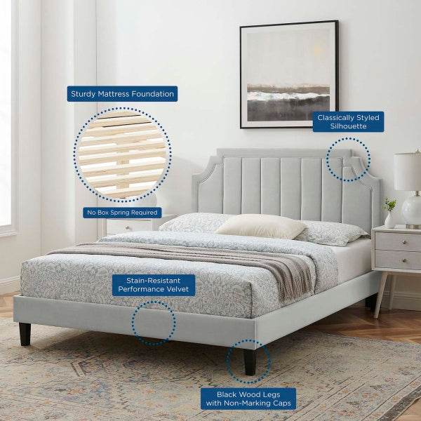 Sienna Performance Velvet Queen Platform Bed By Modway