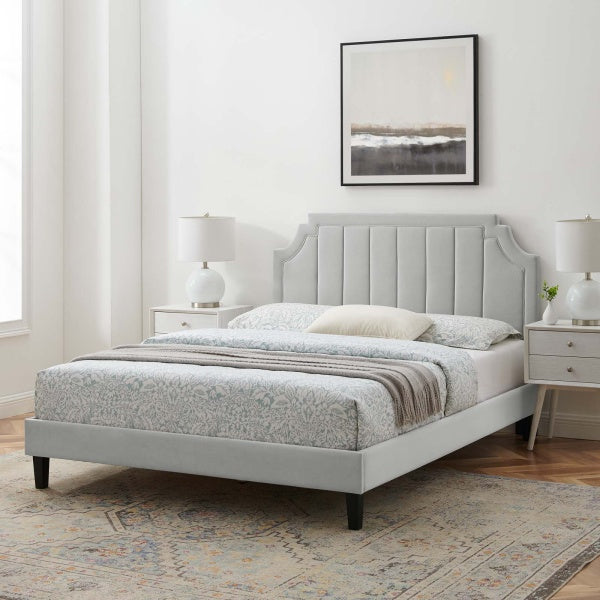 Sienna Performance Velvet Queen Platform Bed By Modway