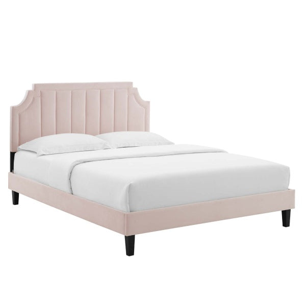 Sienna Performance Velvet Queen Platform Bed By Modway
