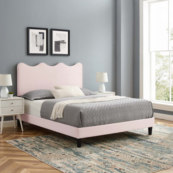 Current Performance Velvet Full Platform Bed By Modway