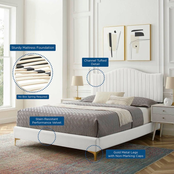 uniper Channel Tufted Performance Velvet Queen Platform Bed By Modway