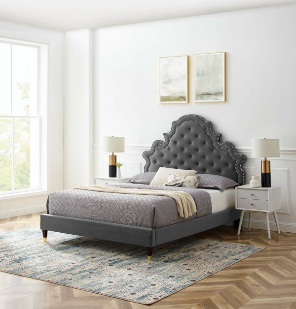 Gwyneth Tufted Performance Velvet Queen Platform Bed By Modway