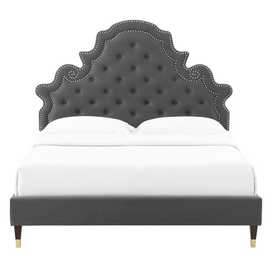 Gwyneth Tufted Performance Velvet Queen Platform Bed By Modway