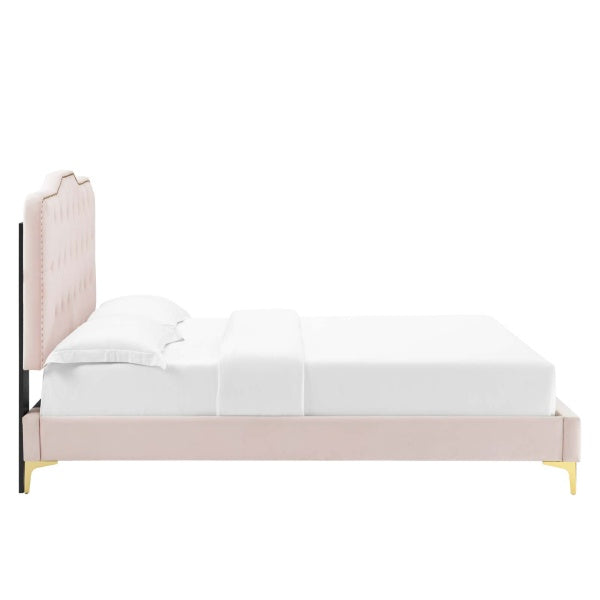 Amber Performance Velvet Queen Platform Bed By Modway