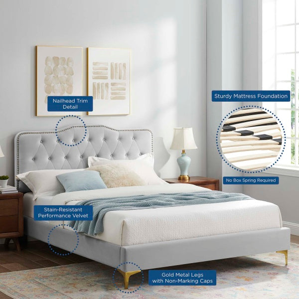 Amber Tufted Performance Velvet Twin Platform Bed By Modway