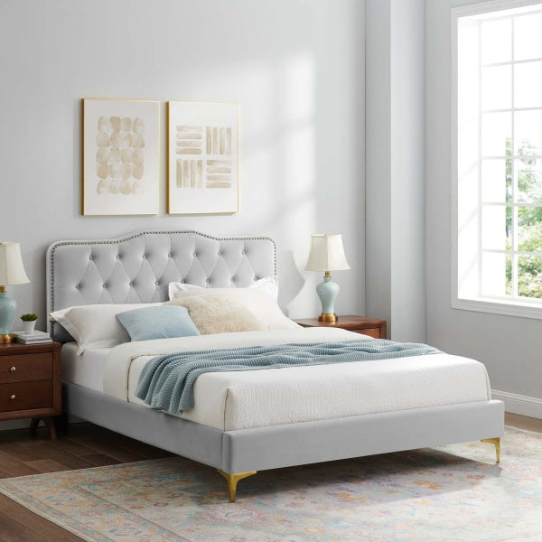 Amber Tufted Performance Velvet Twin Platform Bed By Modway