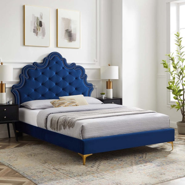 Sasha Button-Tufted Performance Velvet Twin Bed By Modway