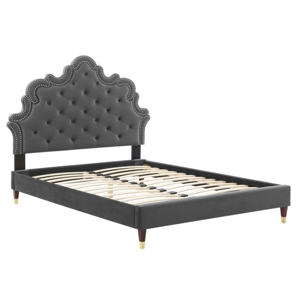 Sasha Button-Tufted Performance Velvet Queen Bed By Modway
